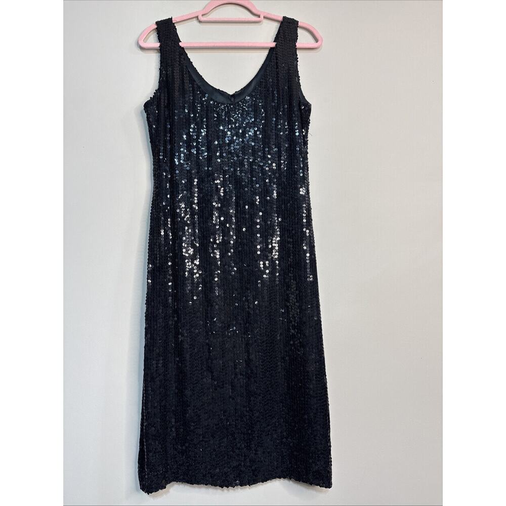 Jeanette‎ St. Martin Vintage Black Sequin Embellished Tank Dress Sz 8 #057